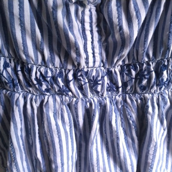 American Eagle Striped Puff Sleeve Embroidered Mini Dress - Picture 3 of 8